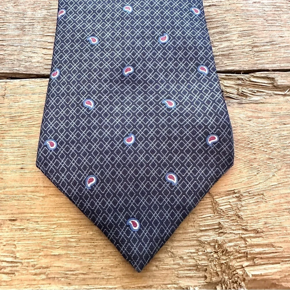Tommy Hilfiger 100% Silk Paisley Tie Black O/S